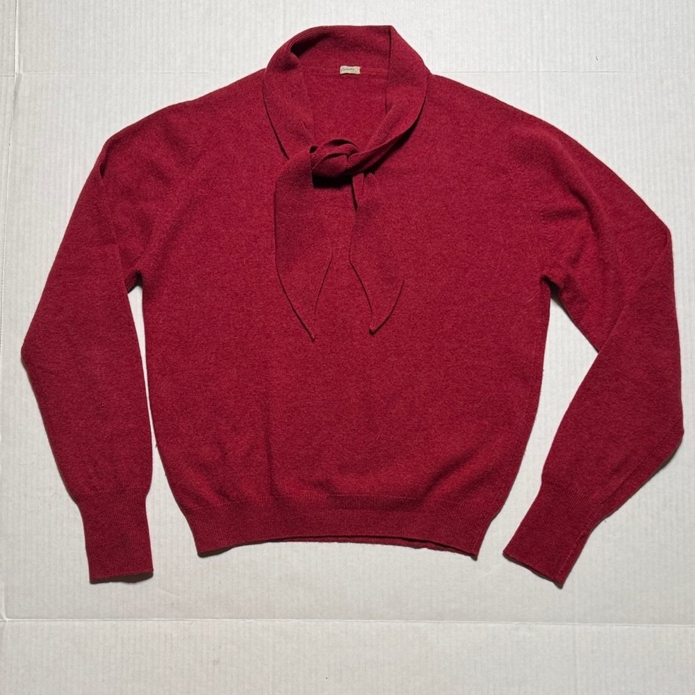 HARROD'S London 50s 60s Vintage Red Sweater Neck Tie Cashmere Classic Preppy M?‎